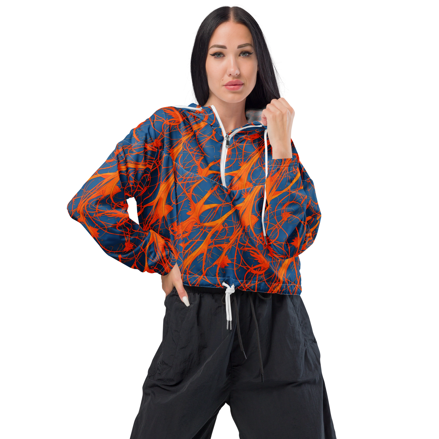 Women's Cropped Windbreaker - Nautical Ember