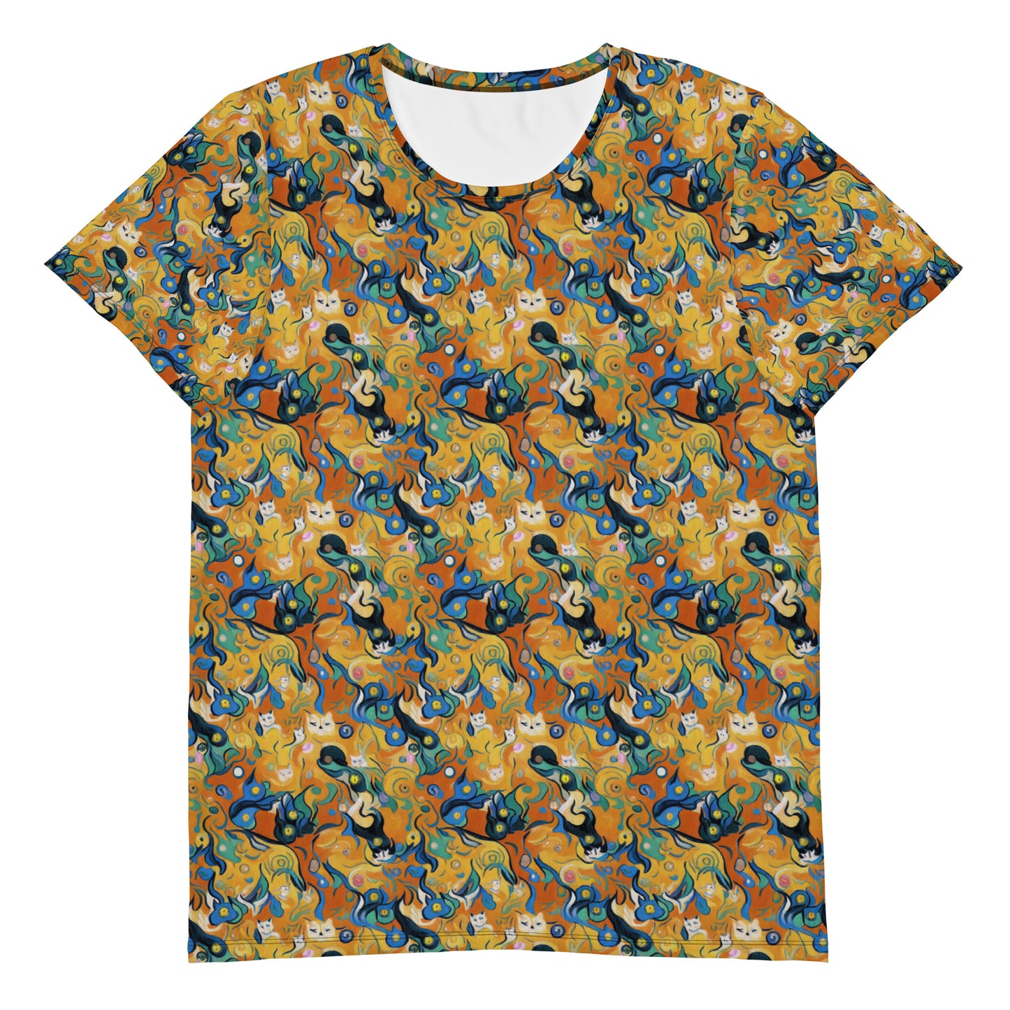 Men's Athletic T-Shirt - Whimsical Feline Dance