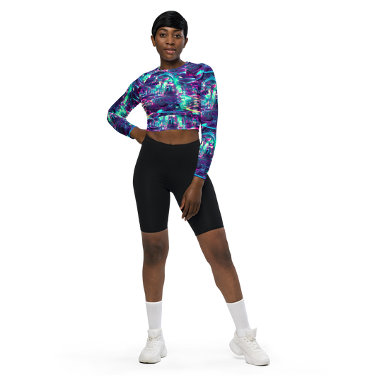 Long Sleeve Crop Top - Synthwave Surge