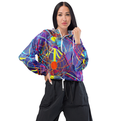 Women's Cropped Windbreaker - Quantum Lattice