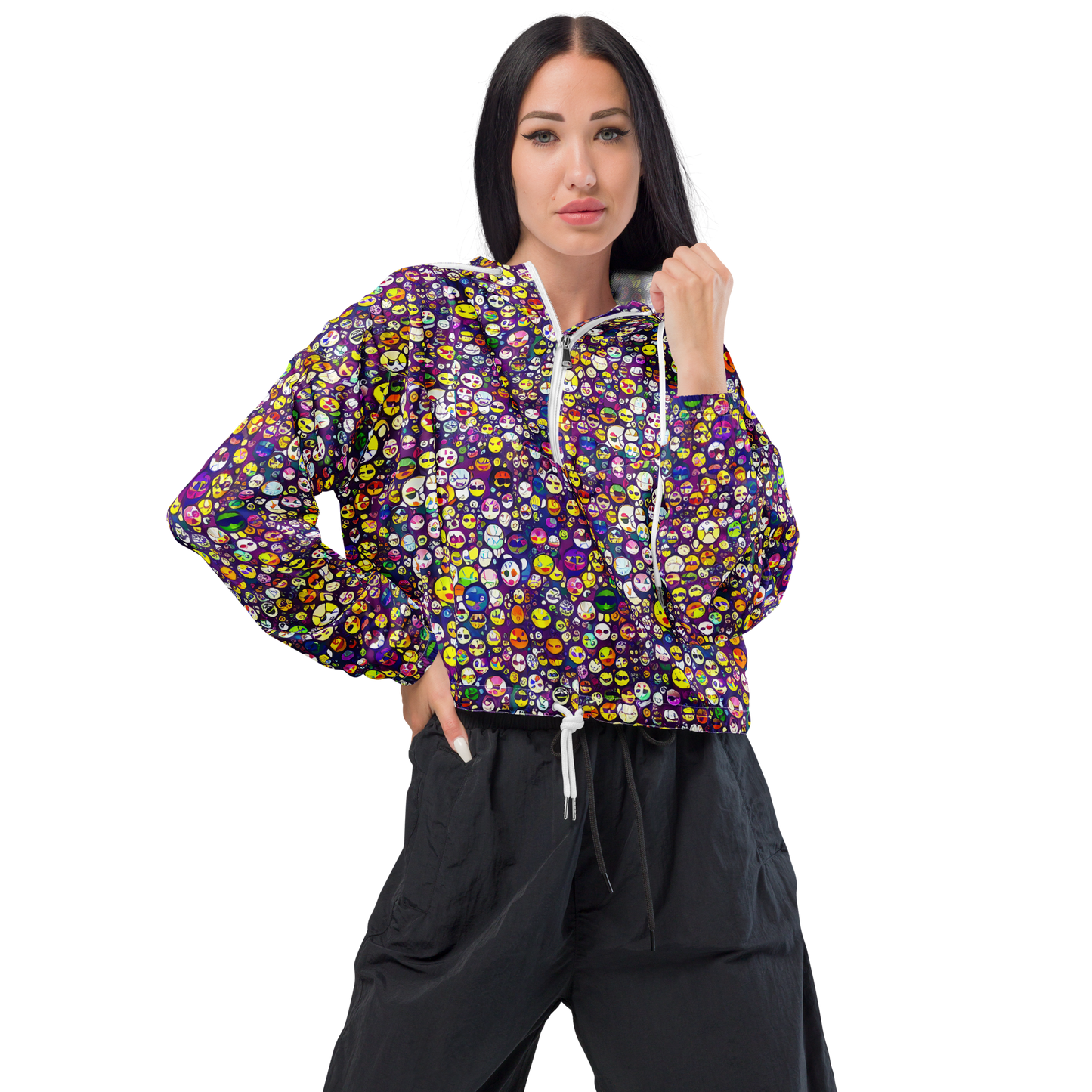 Women's Cropped Windbreaker - Mosaic Moods