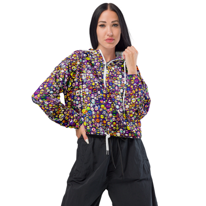 Women's Cropped Windbreaker - Mosaic Moods