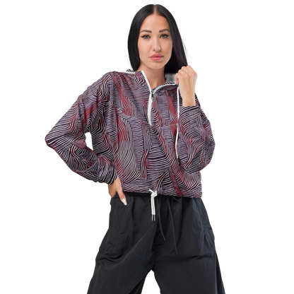 Women's Cropped Windbreaker - Nebula Waves