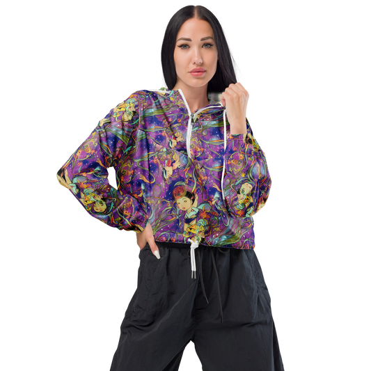 Women's Cropped Windbreaker - Spiral of Stardust