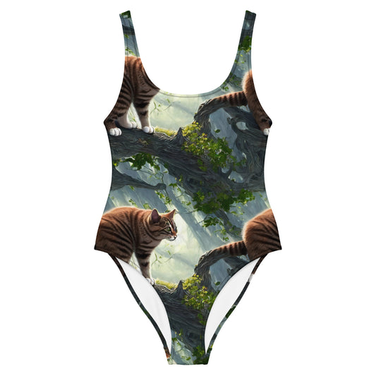 One-Piece Swimsuit - Whiskered Enigma