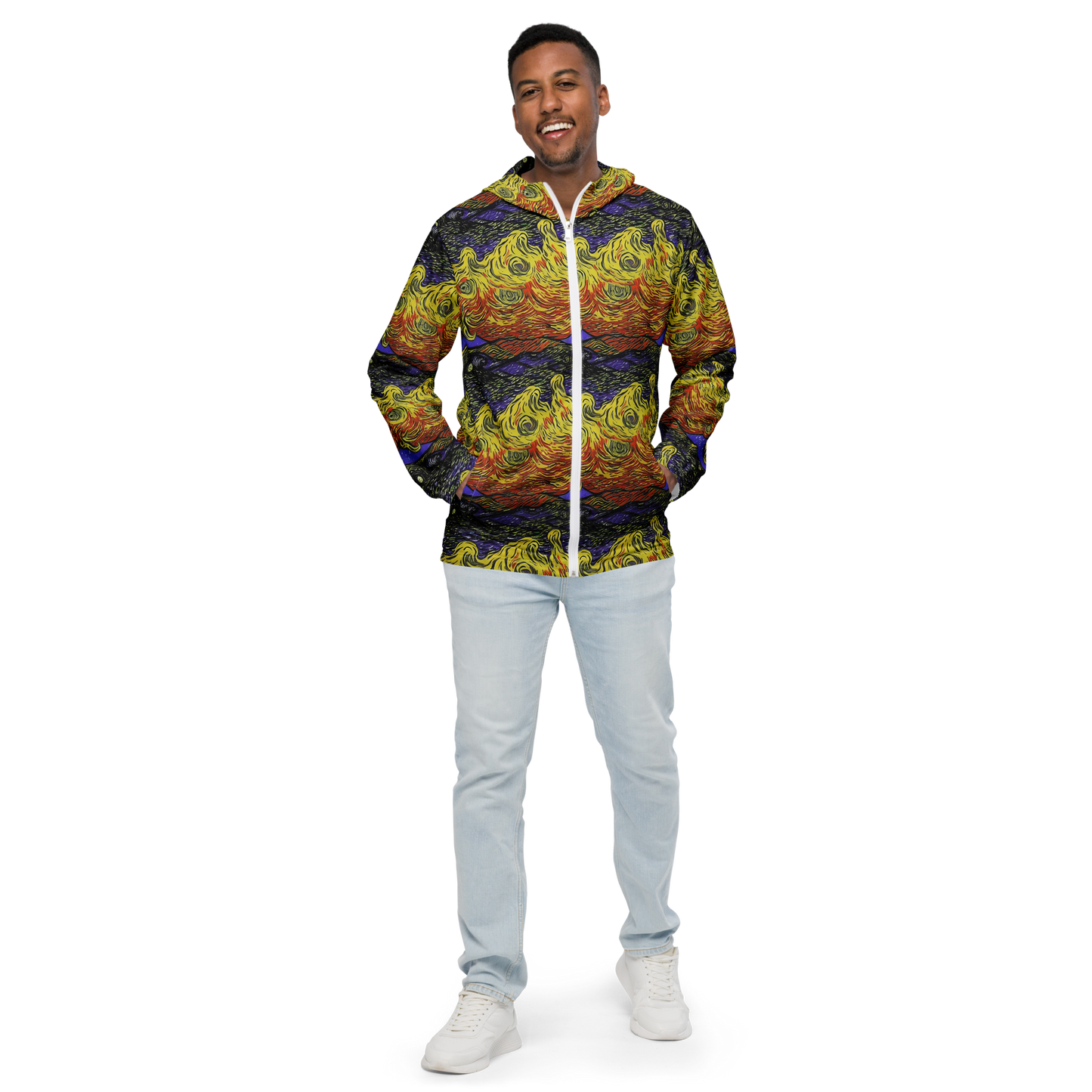 Men's Windbreaker - Dancing Solar Flare