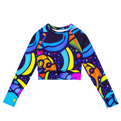 Long Sleeve Crop Top - Neon Graffscape