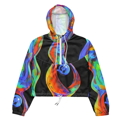 Women's Cropped Windbreaker - Vibrant Vortices