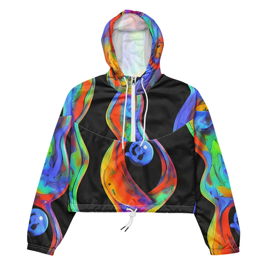 Women's Cropped Windbreaker - Vibrant Vortices