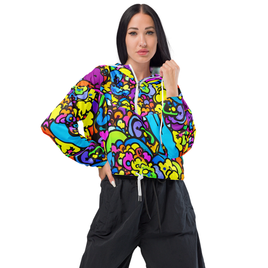 Women's Cropped Windbreaker - Kaleidoscope Garden