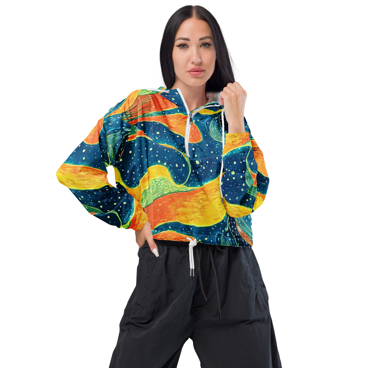 Women's Cropped Windbreaker - Celestial Harmony