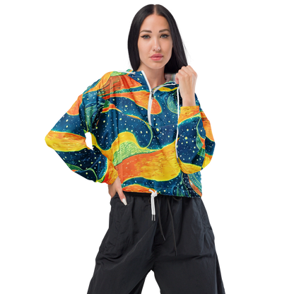 Women's Cropped Windbreaker - Celestial Harmony