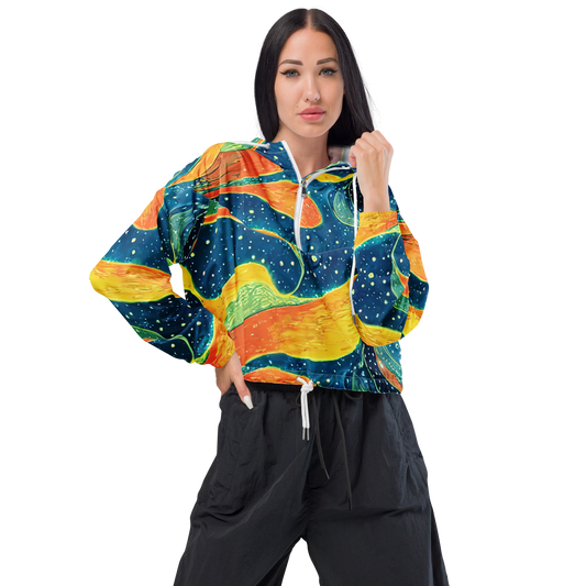 Women's Cropped Windbreaker - Celestial Harmony