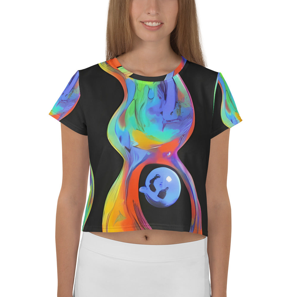 Women's Crop Tee - Vibrant Vortices