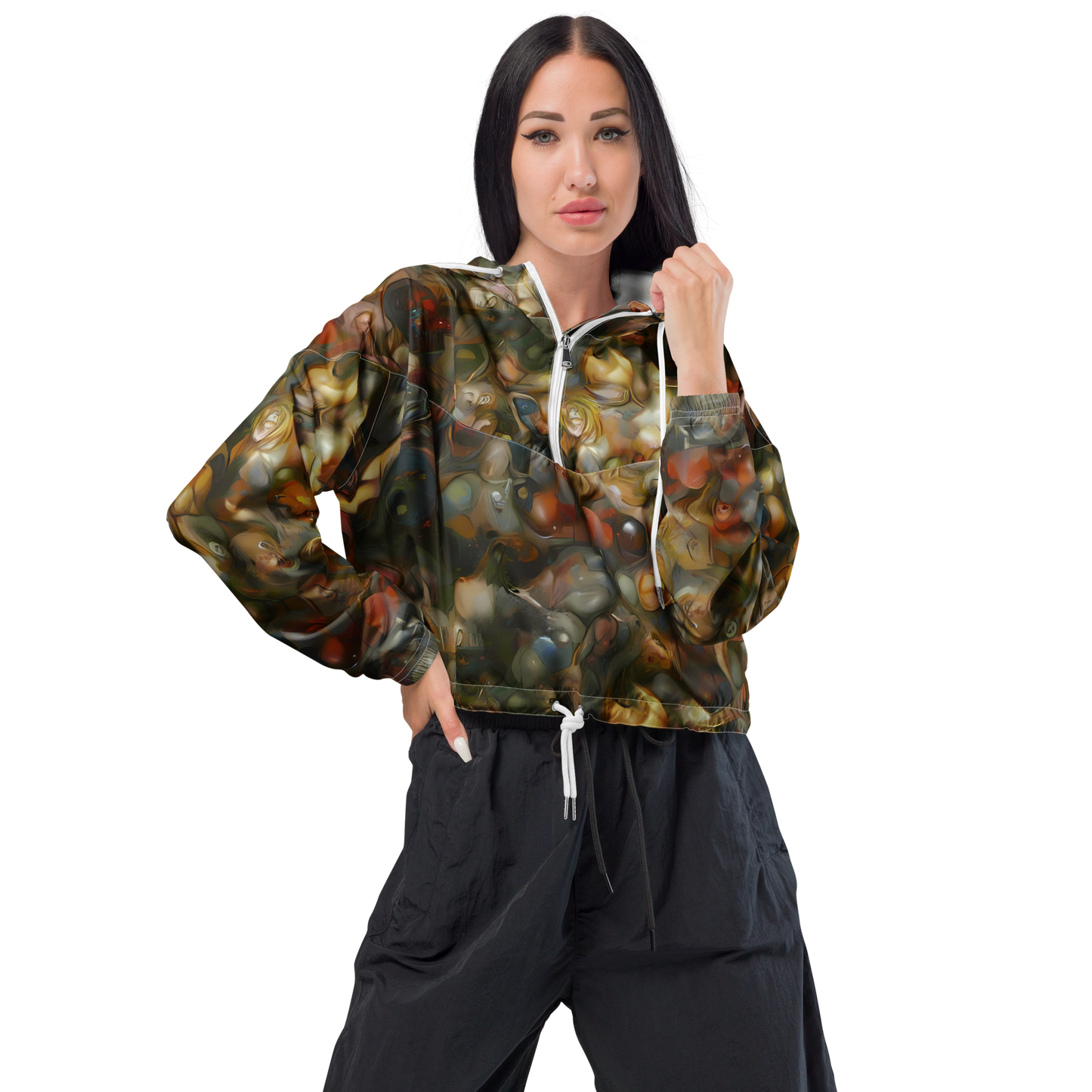 Women's Cropped Windbreaker - Cryptic Canvas