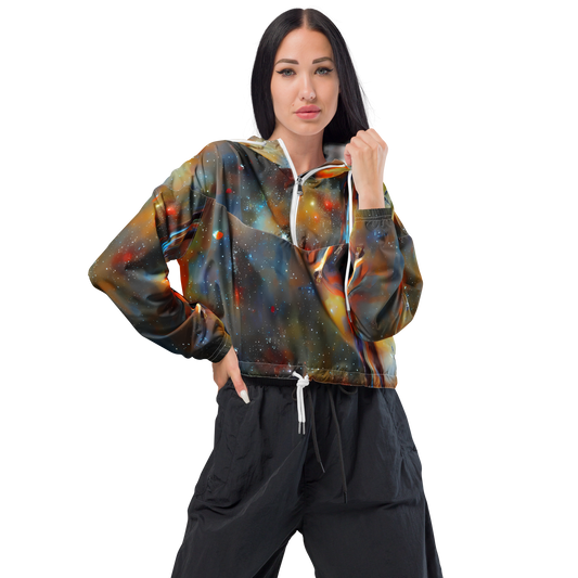 Women's Cropped Windbreaker - Brush Nebula