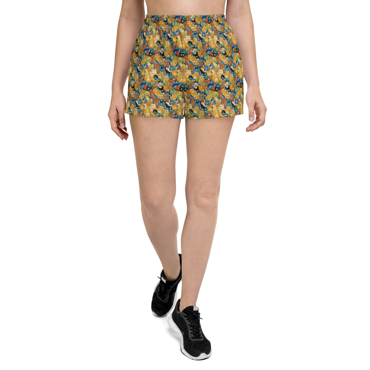 Women’s Athletic Shorts - Whimsical Feline Dance