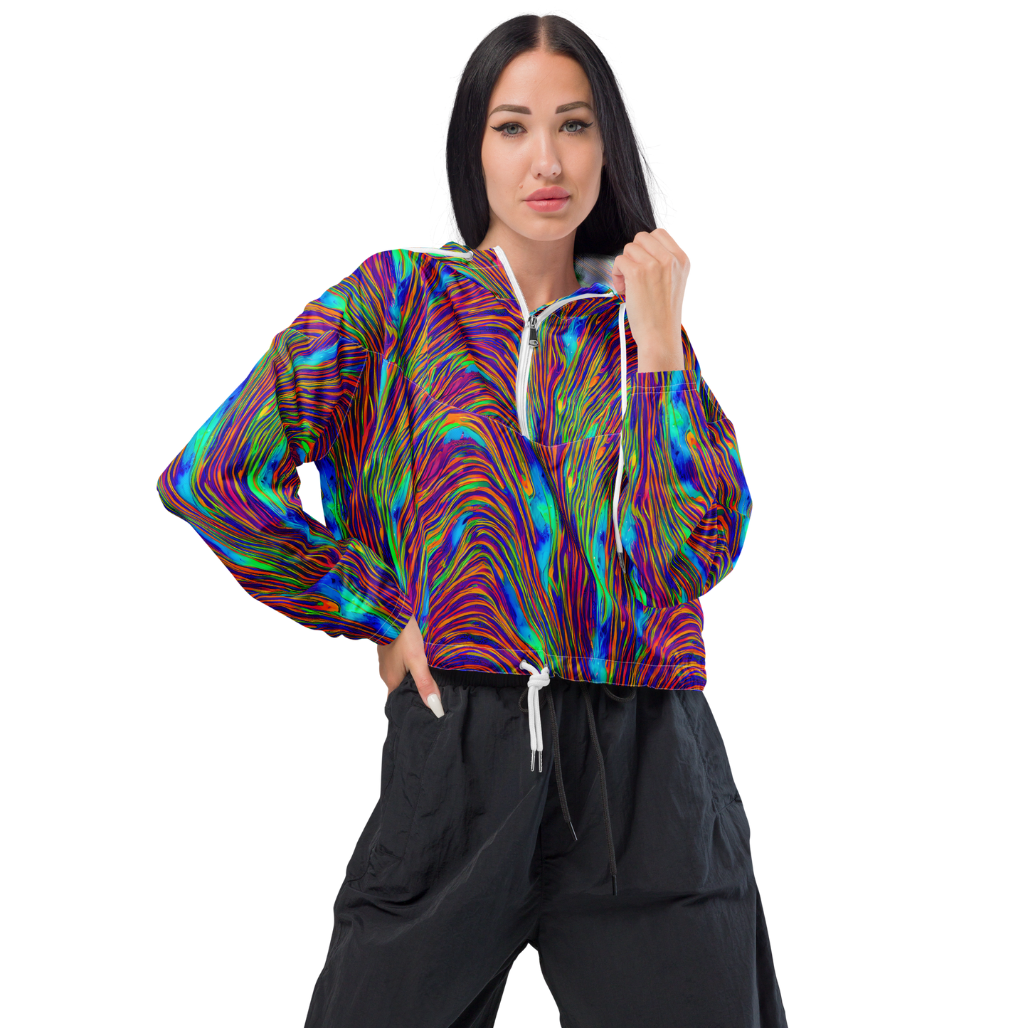Women's Cropped Windbreaker - Lux Waves