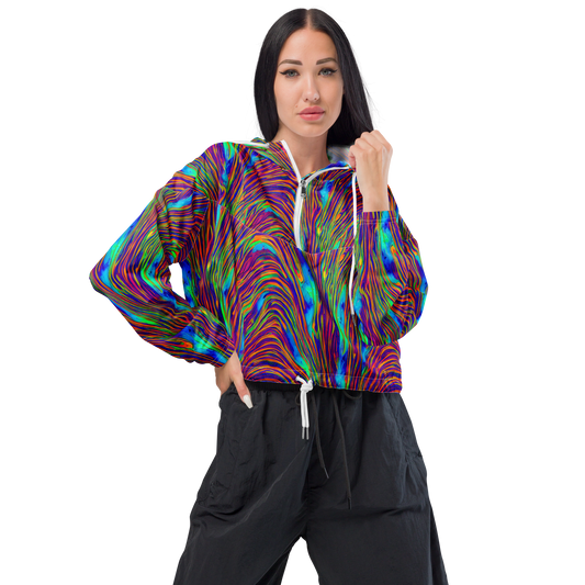 Women's Cropped Windbreaker - Lux Waves