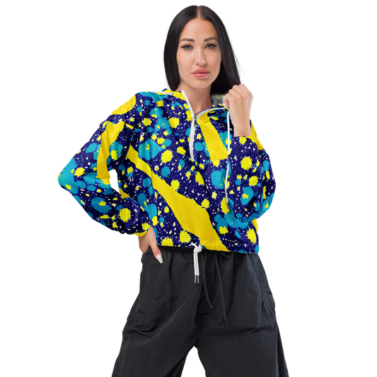 Women's Cropped Windbreaker - Starburst Splash