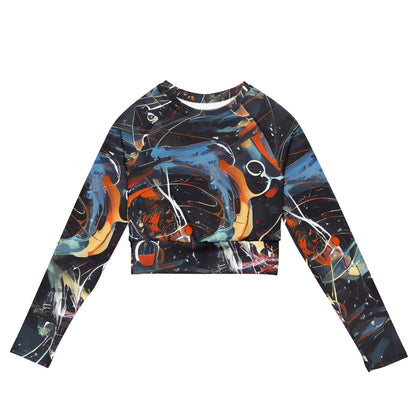 Long Sleeve Crop Top - Neo-Splash Labyrinth