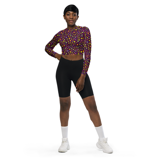 Long Sleeve Crop Top - Cosmic Dotscape