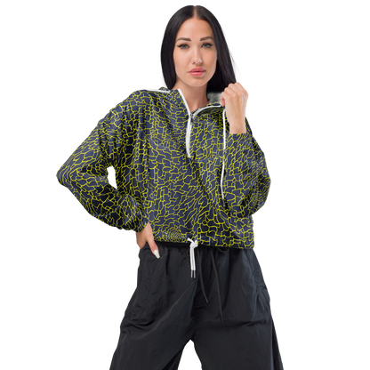 Women's Cropped Windbreaker - Nightshade Maze