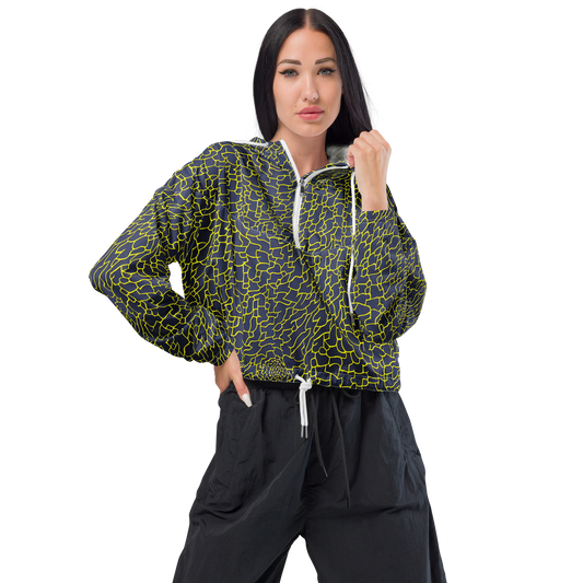 Women's Cropped Windbreaker - Nightshade Maze