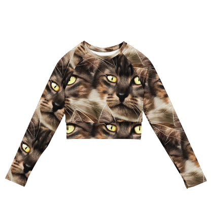 Long Sleeve Crop Top - Feline Reverie