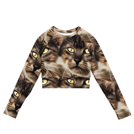 Long Sleeve Crop Top - Feline Reverie
