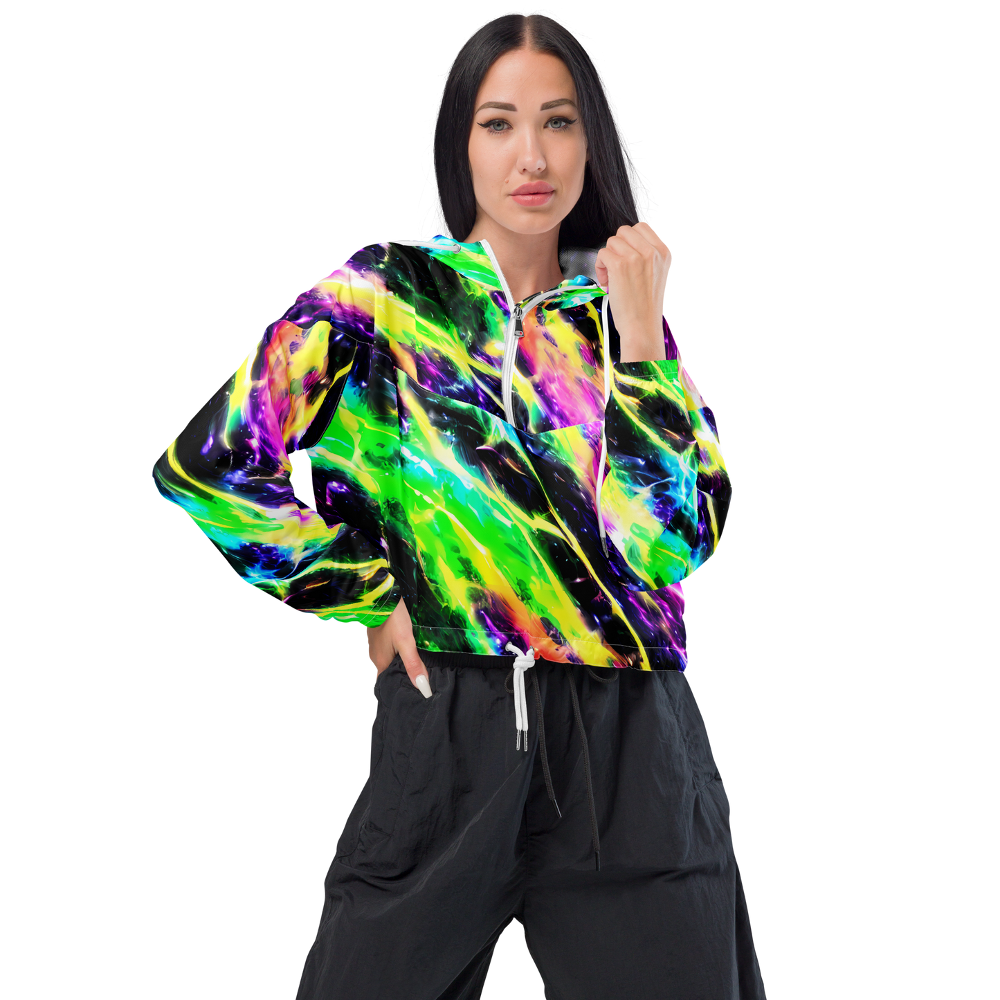 Women's Cropped Windbreaker - Chromatic Surge