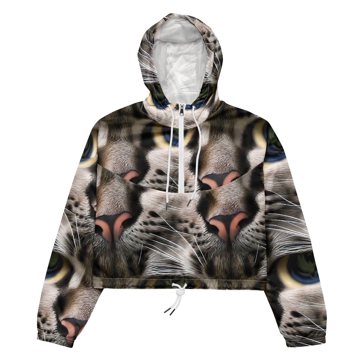 Women's Cropped Windbreaker - Feline Mirage
