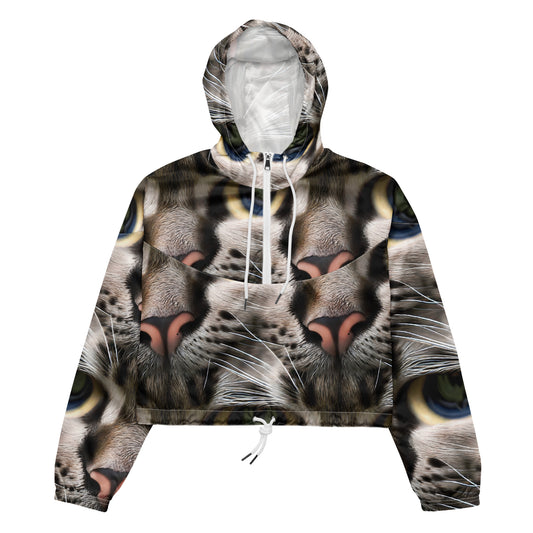 Women's Cropped Windbreaker - Feline Mirage