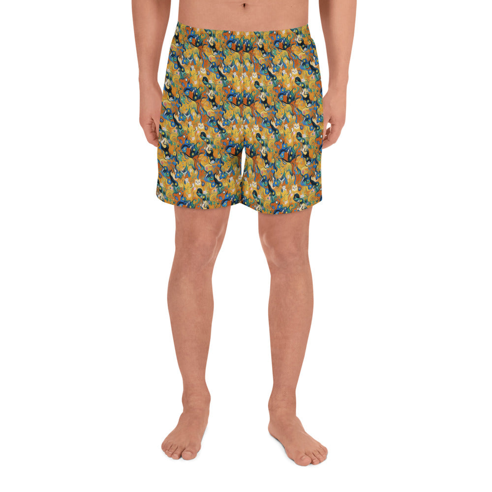 Men's Athletic Shorts - Whimsical Feline Dance
