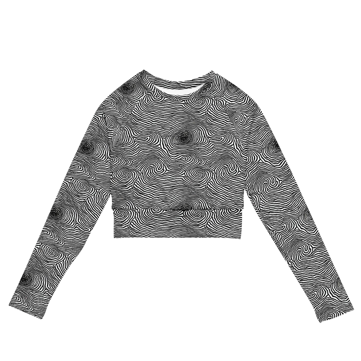 Long Sleeve Crop Top - Black And White Rhapsody