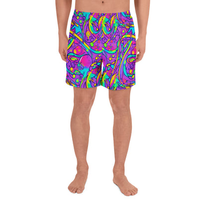 Athletic Long Shorts - Neon Galaxy Whirl