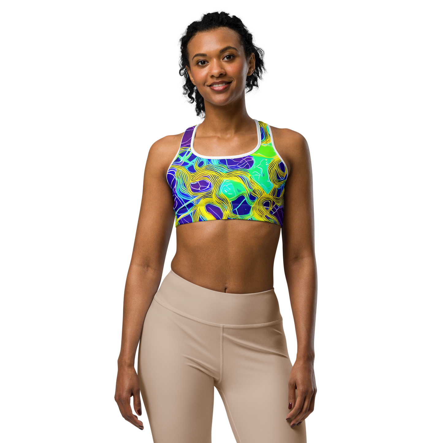 Sports Bra - Neon Jungle Rhapsody