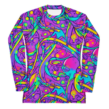 Women's Rash Guard - Neon Galaxy Whirl