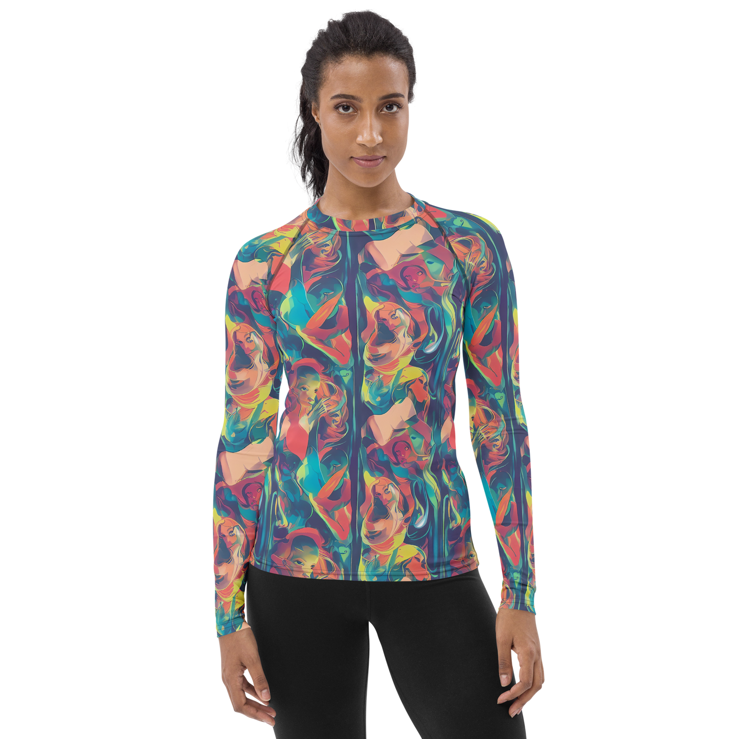 Women's Rash Guard - Neon Aurora