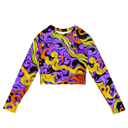 Long Sleeve Crop Top - Bosschaert Swirl