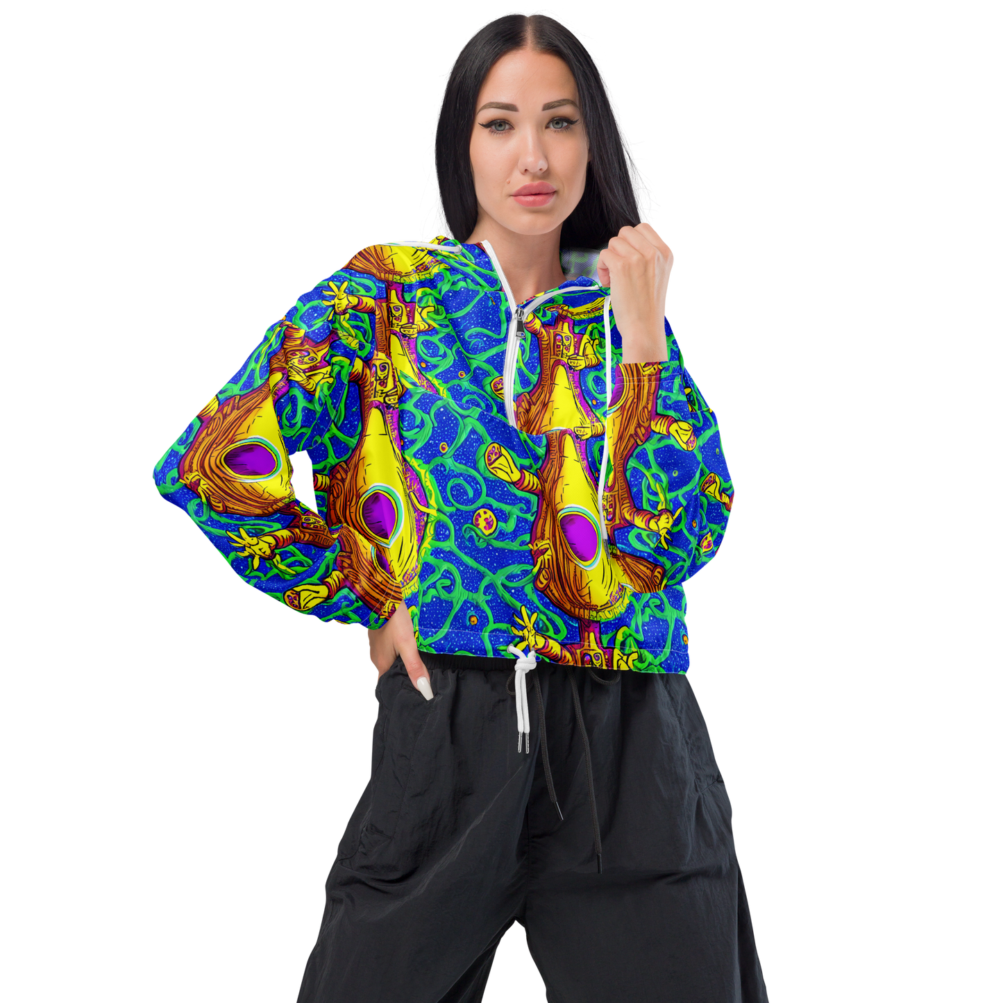 Women's Cropped Windbreaker - Sprawling Spectacle