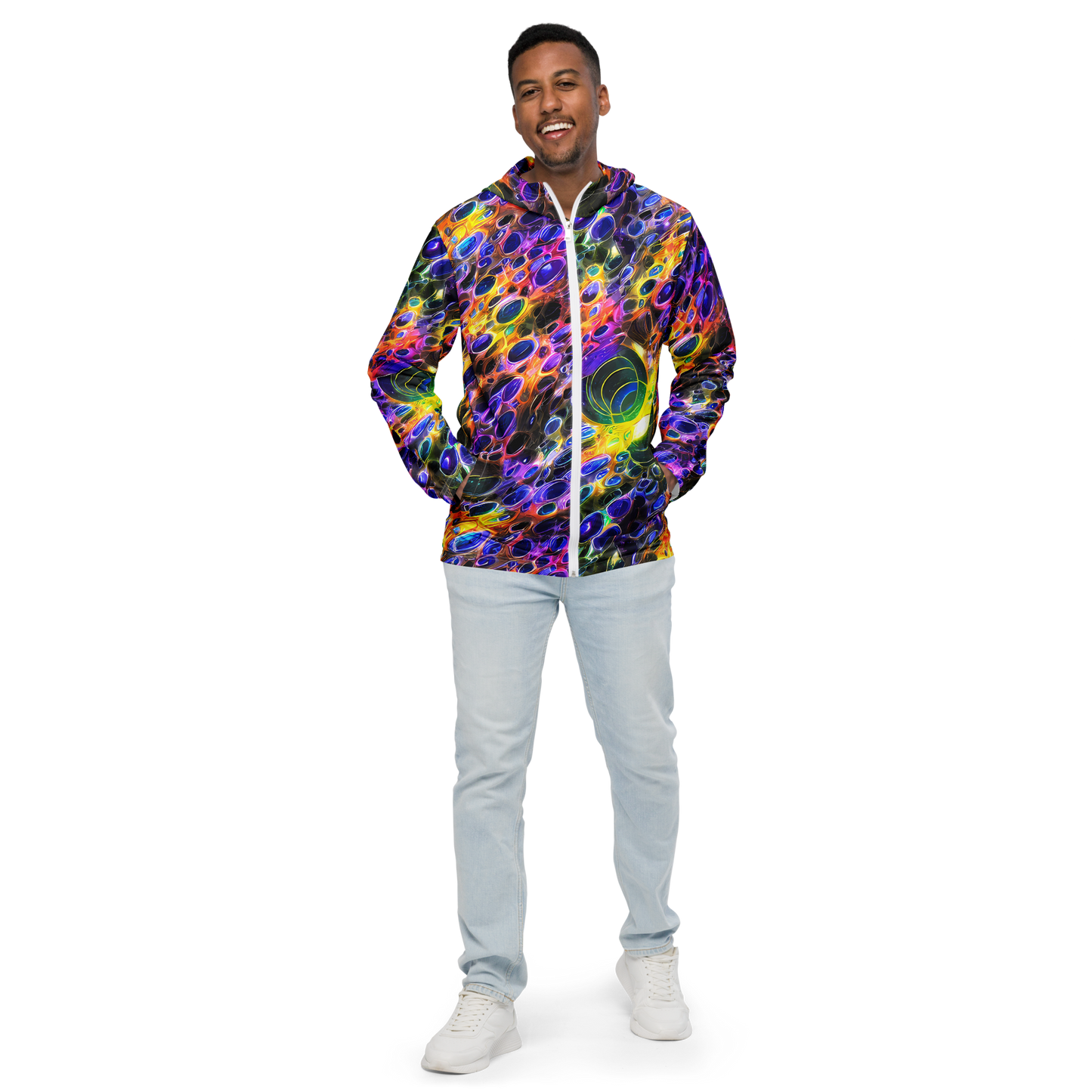 Men's Windbreaker - Neon Orbits