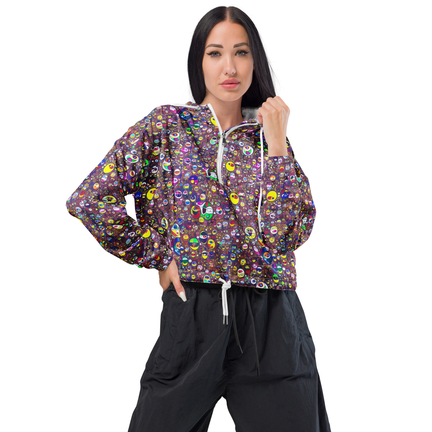 Women's Cropped Windbreaker - Eyes of Enchantment