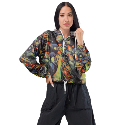 Women's Cropped Windbreaker - Cosmic Scream