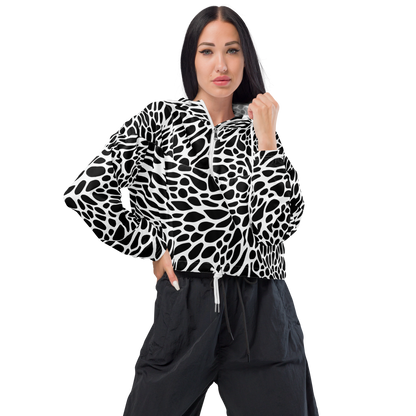 Women's Cropped Windbreaker - Monochrome Mystique