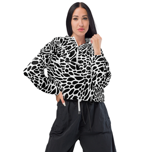 Women's Cropped Windbreaker - Monochrome Mystique