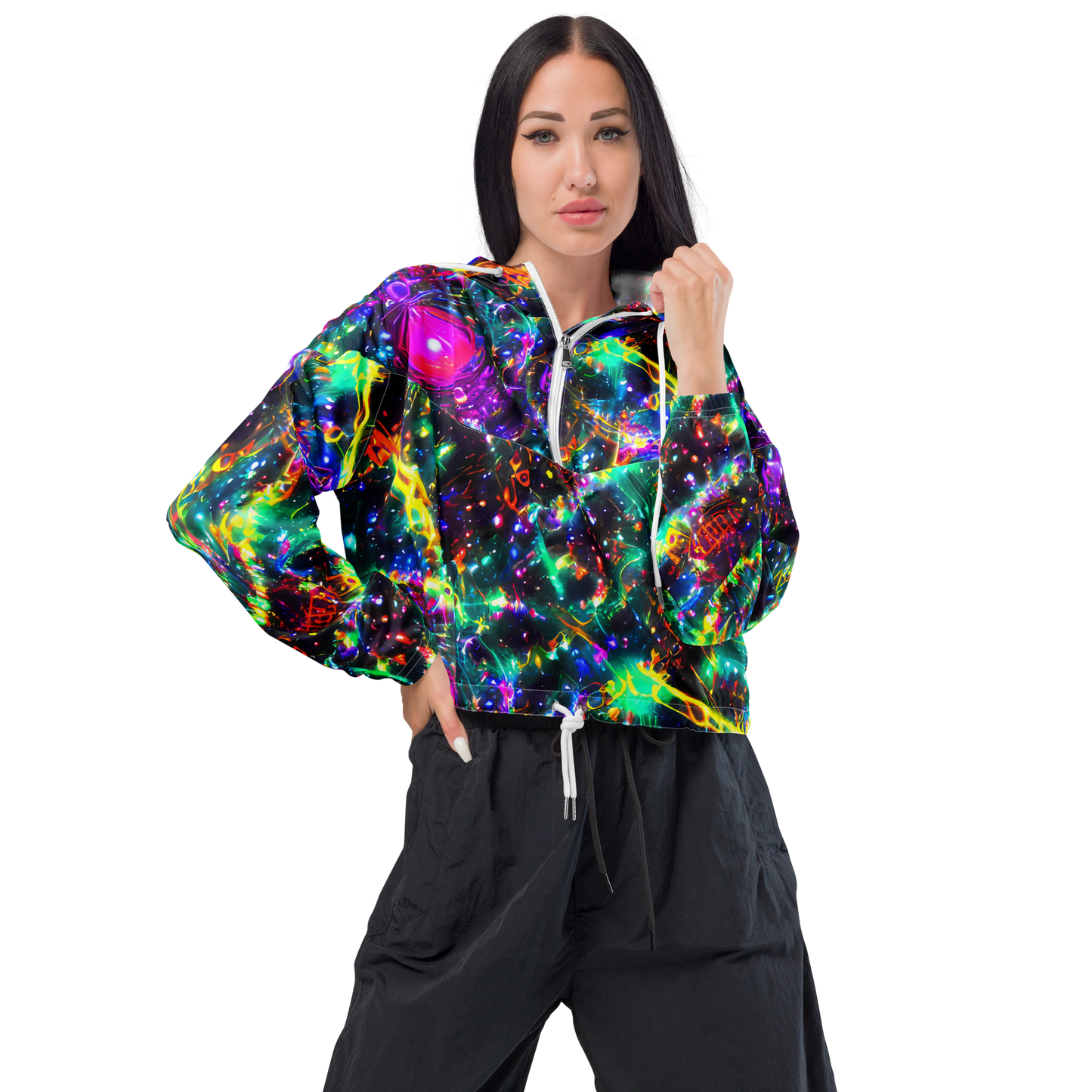 Women's Cropped Windbreaker - Blythe Nebula