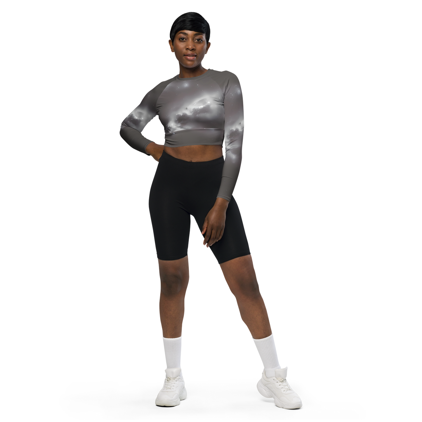 Long Sleeve Crop Top - Silver Nebula