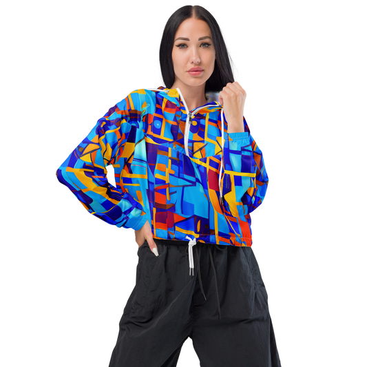 Women's Cropped Windbreaker - Radiant Labyrinth