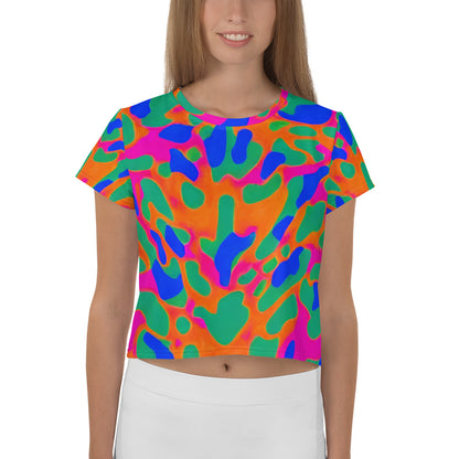 Women's Crop Tee - Fluorescent Camouflage